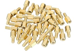 sourcing map 40pcs M3 6+6mm Female Male Thread Brass Hex Standoff Spacer Screws PCB Pillar