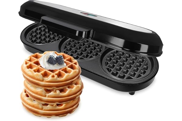 ADE XL gaufrier pour 3 gaufres classique en même temps | 1.200 watts de puissance | revêtement antiadhésif | parfait pour les anniversaires d'enfants & les fêtes de famille