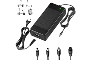 Dufuso Amélioré 42V 3A Chargeur Trotinette Electrique, pour Batteries Lithium 36V DC, Chargeur Hoverboard avec 4 Connecteurs, Chargeur Universel pour Hoverboard, Trottinette, Xiaomi