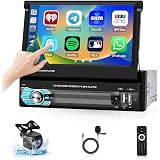 Hikity Radio Coche 1 DIN Wireless Carplay Android Auto con Pantalla 7