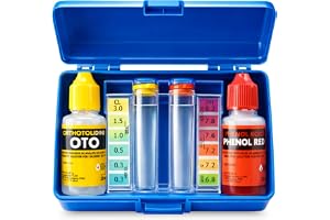 Test Kit Chlorine and pH, Chlorine and PH Meter for Swimming Pool, Basic Pool Accessories, Suitable for any type of water, Contains Phenol and OTO in drops