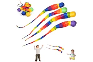 BGNXHYB Lot de 4 balles arc-en-ciel pour enfants, comète, jouet de comète arc-en-ciel pour enfants, jouets éducatifs pour balles de sport, balles en mousse Catch Tail (couleur aléatoire)