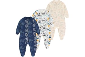 Chamie Baby grows Sleepsuits Rompers Long Sleeve Boys Girls Cotton 0-3m/3-6m/6-9m/9-12m