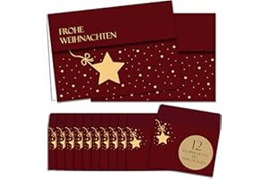 ‎BIROYAL BIROYAL Weihnachtskarten mit Umschlag Set 12 Stück - A6 Klappkarten Weihnachten - Goldprägung Weihnachtskarten Set - Christmas Card - Weihnachtsgrußkarten - leere Innenseite Weihnachtspostkarten