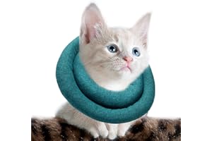 OHCOZZY Cat Cone with Adjustable Neck, Soft Cat Recovery Collar for Anti Lick, After Surgery Pet Protective Collar (S, Green)