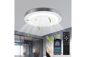 Litglobe Ventilador de Techo con Luz,50W Ventilador Techo con Luz y Mando a Distancia & APP, Regulable 3 Colores 6 Reversible Velocidades Lampara Ventilador Techo,Ø51cm Ventilador de Techo Silencioso