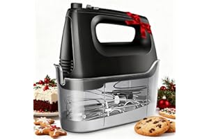 ‎SHARDOR Handmixer Elektrisch Handrührgerät 6 Stufen Plus Turbo Kein Spritzen Mixer Handrührer mit Aufbewahrungskiste,5*Edelstahl Zubehör, Schwarz 400W Leiser Motor