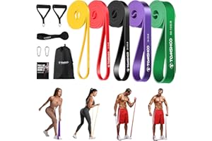 TOMSHOO Juego de Bandas de Resistencia, Bandas de Fitness Bandas Elasticas Musculacion con Ancla de Puerta, Bolsa de Almacenamiento, para Entrenamiento de Fuerza, Estiramiento