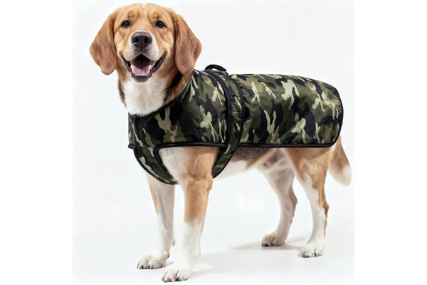 WOW DOG Jacket & Dog Coat for Winter Ultra Warm Camouflage Army Coat Thicker Fleece Dog Hoodie Vest for Cold Weather Small Size Colour May Vary (14 Inches)