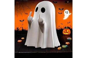 Norhogo Unik halloween handgjord staty, söt spökstaty, långfinger-spökfigurer, för Halloween-statyer och läskiga inomhus- och utomhusdekorationer långfinger spöke – 6 x 8,5 cm