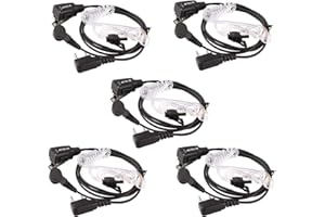Retevis 2 Pin Oreillette Talkie Walkie Écouteur Tube Acoustique Transparent Oreillette Compatible avec Talkie Walkie RT24 RT22 RT27 RT5 RT5R H777 Baofeng BF-888S Kenwood HYT WOUXUN (5 pcs)