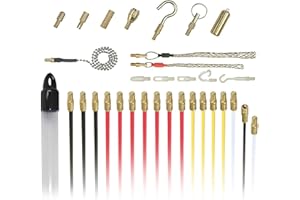 GEAR GEM Super Pro 16M Cable Access Rod and 17pc Attachments Accessories Kit Set - 16 x 1m Rods, Electric Wire Puller, Cable Installation Access Fishing Tool, Electrical Fish Tape, Electricians Tools