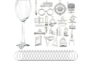 CNYMANY 50/40/30/20 piezas de Dijes para Copas de Vino, Marcadores para Copas de Vino con temática de vino para degustación de vino, cócteles, champán, regalos de fiesta, suministros de decoración