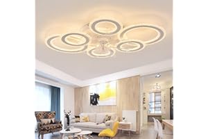 ycwdcz Modern Ceiling Fans with Lights and Remote, Crystal Ring Ceiling Fans with Lamps Summer Winter Reversible Dimmable Light Memory Function 6 Speed DC Motor for Bedroom Living Room, White
