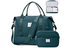 SEAFEW Borsone da Viaggio Donna, Bagaglio a Mano Borsa da Viaggio con Scomparto per le Scarpe, Borsa Sportiva Borsone da Palestra Grande, Borsa da Weekend, Borsa per Ospedale,C4 Blu pavone