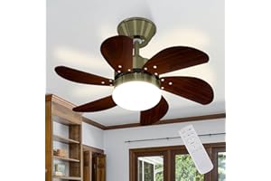 ‎HOMEFIRE Homefire Deckenventilator Mit Beleuchtung und Fernbedienung Leise - Deckenlampe Ø75 cm 6 Flügeln Ventilator mit Einzelleuchte Deckenleuchte Fan Sommer-/Winter für Schlafzimmer Ohne Lichtquelle