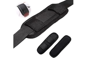 CYLOCRYA Correa de hombro desmontable para mochila, cámara, portátil, mensajero, Portátil, Mensajero y Guitarra, Almohadilla de Nylon y Algodón EPE, Cómoda y Resistente, Negro, Paquete de 2, Tamaño Mediano