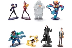 Disney Store Official Big Hero 6 Figure Set, 8 Toys including Hiro, Baymax, Go Go, Honey Lemon, Wasabi, Fred, Tadashi, and Yokai, Suitable for Age 3+
