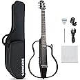 SONICAKE QGT-01 Electric Travel Guitar, Portable Solid Mahogany Body Acoustic Electric Guitar, Easy Assemble Frames, Multi Body-Shape Sim Preamp, Bag and Accessories