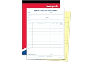 OCEANPADS Ocean Pads Daily Job and Time Sheet Book Duplicate A5 Carbonless 50 Sets (70314)