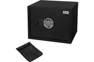 ECD Germany Safe Tresor 27L 38x30x29,5 cm, Stahl, Wandtresor mit feuerfester Tasche, Sensorlicht, Digitale Tastatur für Schmuck & Bargeld, Elektronischer Möbeltresor Geldkassette PIN-Code & Schlüssel