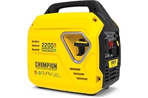 Champion Power Equipment 92001i 2200 Watt LPG Dual Fuel Portable Inverter Generator - 80cc Engine, 4.1L, Petrol or Propane - Lightweight, True Sine Wave, EZ Start, Fuel Fill Assist LED, Ultra Quiet