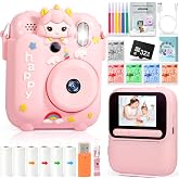 SERIONR Instant Children's Photo Camera, 1080P HD Video, 2.4" Screen, Pink | Inkless printing, with 32GB card, printing paper