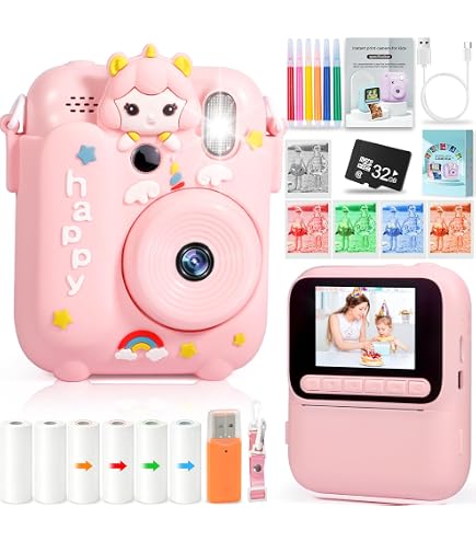Cámara Infantil Instantánea NXPZ Full HD 1080P Con Pantalla De 2.4", 32GB Y 3 Rollos De Papel - Regalo Para Niños De 3 A 12 Años