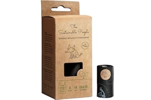 The Sustainable People 112 Sacs à déjections canines biodégradables avec poignées - certifiés OK compost HOME - 100 % biodégradables - grands & extra épais (18 µm), sûrs & résistants à l’humidité