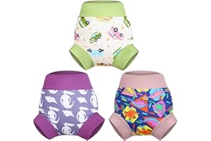 MOEMOE BABY Schwimmwindel Baby Wiederverwendbar Schwimmhose Wasserdichte Schwimmwindeln, Badeanzug für Jungen Mädchen Lila M/3T/3 Jahre