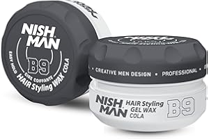 NISHMAN Aqua Gel Wax for Men B9 - Cola 150g - Cola Scent - Natural Shine Look - Ultra High Strong Hold - Long-Lasting Control and Definition