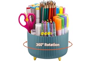 Marbrasse Schreibtisch Organizer,360 Grad Drehbarer Stifthalter für Schreibtisch Zubehör mit 5 Fächer,Stifte Organizer,Stift Aufbewahrungsbox für Büro Zuhause(Dunkelgrün)