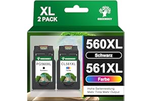 GREENSKY 560 561 Patronen XL Ersatz für Canon Druckerpatronen 560 561 XL PG560XL CL-561XL für Canon Pixma TS5350i Patronen TS5350 TS7450 TS7451 TS7450i TS5351 TS5351i TS5351a TS5352 (1Schwarz, 1Farbe)