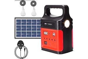 VCLPOWER Portable Power Station with Solar Panel 8800mah,Type-C Fast Charging,LED Flashlight,FM,LED Bulbs,Solar Generator KitLithium Battery Power for Home Outdoor Camping Emergency Backup,Fishing