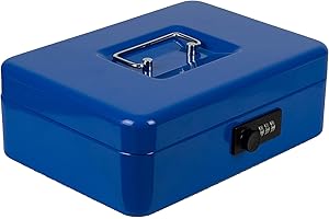 Burg-Wächter Money Code 5025 - Caja de caudales con cerradura de combinación e inserto para dinero duro, chapa de acero, color azul