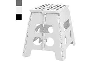 MY DIY PROFESSIONAL PRODUCTS MY DIY 12 Inch Folding Step Stool Lightweight Heavy Duty Strong Plastic Stool For Kids & Adults With Easy Carry Handle 150KG Weight Capacity Portable Footstool