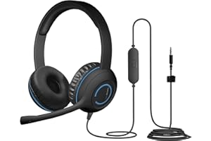 Cyber Acoustics 3.5mm Stereo Headset (AC-5002) with Noise-Canceling Microphone for PCs, Tablets, and Cell Phones in The Classroom or Home