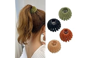 SIOPPKIK Vintage Vogelnest Haarspangen Damen,4 Stück Große Rutschfest Haarklammer,Pferdeschwanz Halter Haarschnitt Vogelnest, für Alltag, Hochzeit, Party, Abschlussball, Valentinstag