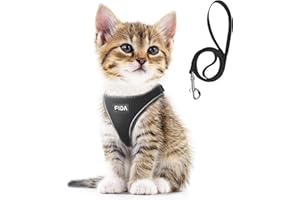 Fida Zestaw uprzęży i smyczy dla kota, oddychająca siatka, łatwa konstrukcja wejściowa, potrójne funkcje bezpieczeństwa, paski odblaskowe, pasujący zestaw smyczy, XXXS (szyja: 26 cm-29 cm; obwód: 29