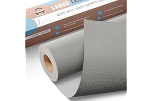 OAZ Grand Kit Reparation Cuir, Simili Cuir Autocollant 40 × 80 cm, Patch de Réparation en Cuir Auto-adhésif pour Sièges Auto, Canapés, Chaises, Transats, Bottes, Portefeuilles - Gris