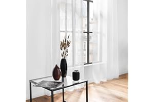 douceur d'Intérieur lissea – Cortina con anillas integradas, poliester, color Blanco, tamaño: 140 x 240 cm