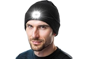 KEZKALS LED Bonnet Homme Femme Hiver Noel, Idee Cadeau Homme/Femme Original Noel, Cadeau Saint Valentin Homme/Femme, Bonnet avec Lampe Frontale