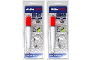 FISHZONE pack 2 Sea Float Kits 25g - Including Weights, Swivels, Stoppers, beads and pre-tied hook. Bass Wrasse Mullet Cod Pollock Mackerel Sea Fishing Tackle