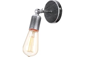 iDEGU Lampada da Parete Vintage Industriale Lampada a Muro in Metallo Applique da Parete Orientabile di 180° E27 Illuminazione da Parete Interni per Camera Corridoio Soggiorno (Ruggine Argento)