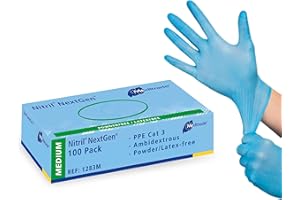 Meditrade Nitril NextGen® Untersuchungshandschuhe – puderfrei, latexfrei, Schutzhandschuhe – Größe M – Hellblau – 100 Stück