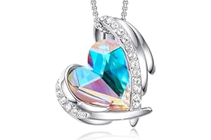 CDE Collier pendentif coeur femme en or rose, orné de cristaux bijoux cadeau pour femme mère anniversaire/Cadeau de Noël/Cadeau Saint Valentin