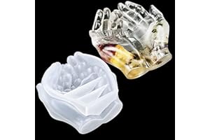 EPODA Moule en Resine Epoxy, Moules 3D à Deux Mains en Silicone Resine pour Bougeoir, Cendriers, Boîtes de Rangement, Ornements Décoratifs