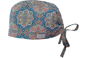 MEDIZAL FASHION - OP Haube mit Schnüren, Arzt Kostüm Zubehör Unisex, Hauben Stoff Wiederverwendbare, Krankenschwester Zubehör Baumwolle, Arzt Haube, Medizinische Kappe - Indische Verzierung