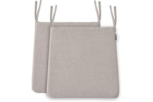 ‎BALCONY & FALCON BALCONY & FALCON 2er Set Stuhlkissen, Memory Foam Stuhlkissen x 1, Exquisites Stoff Stuhlkissen x 1, Leinenoptik Stuhlauflage Sitzpolster Auflage für Stühle in Haus und Garten Kollektion Beige