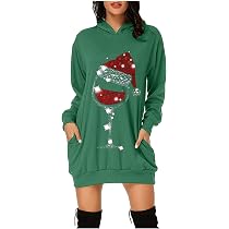 Produktbild von Weihnachtskleid Für Damen, Bedruckt, Weinglas, Rentier, Kleid, Weihnachtspullover, Damen, Lustig, Weihnachtspullover, Langarm, Weihnachtspullover, Weihnachtspullover, Weihnachtspullover